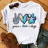 Women's Fashion Dogs Paws Print T Shirt-Casual O neck Short Sleeve Shirt